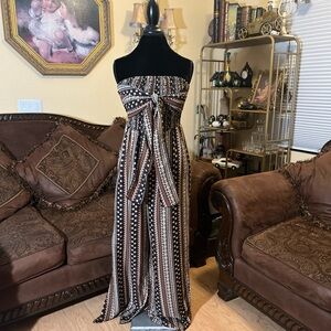 SHEIN Black and Orange Patterned jumpsuit